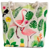 Rope Handle Bag - Flamingos & More